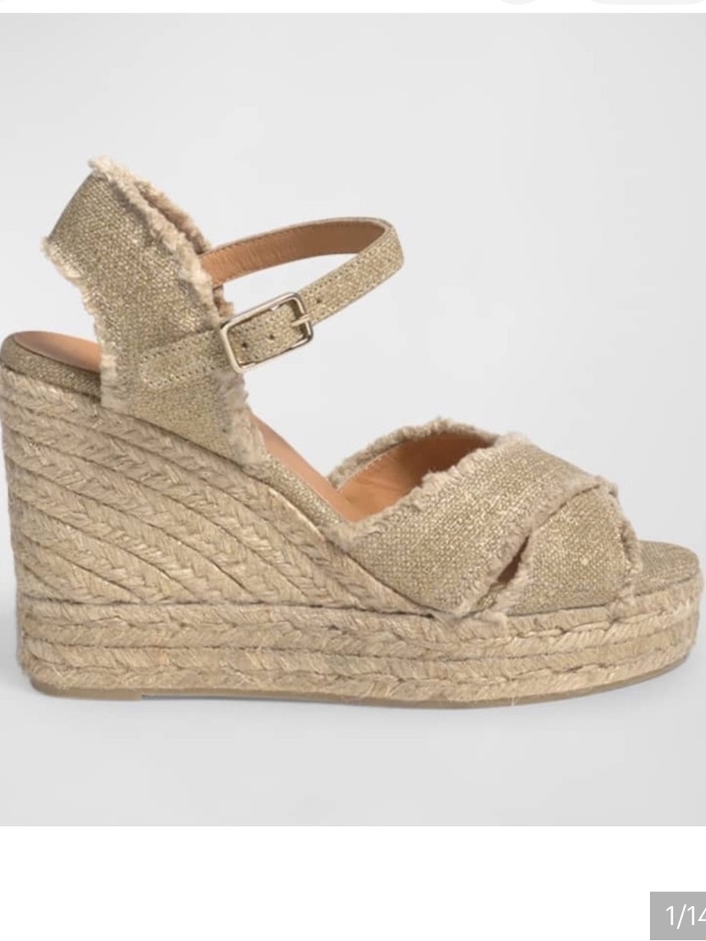 Castaner Bromelia Women's Metallic Gold Espadrille Wedge Sandal